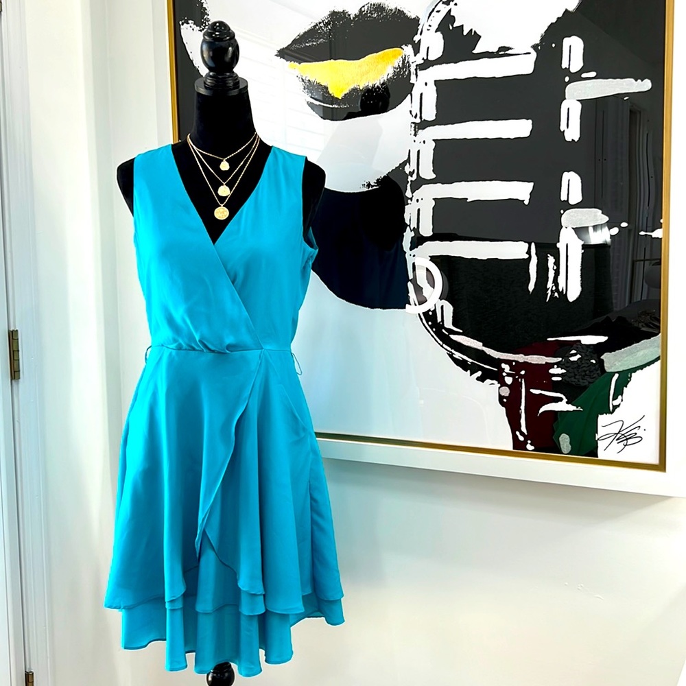 NWT Banana Republic Teal Wrap-Front Sleeveless Dress, Size 8